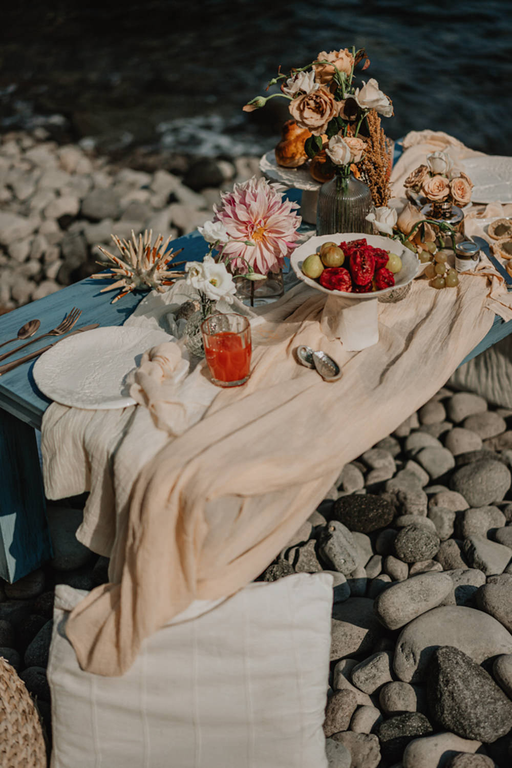 Beach Wedding Table Decor Flowers Salina Elopement Ideas Gianmarco Amico