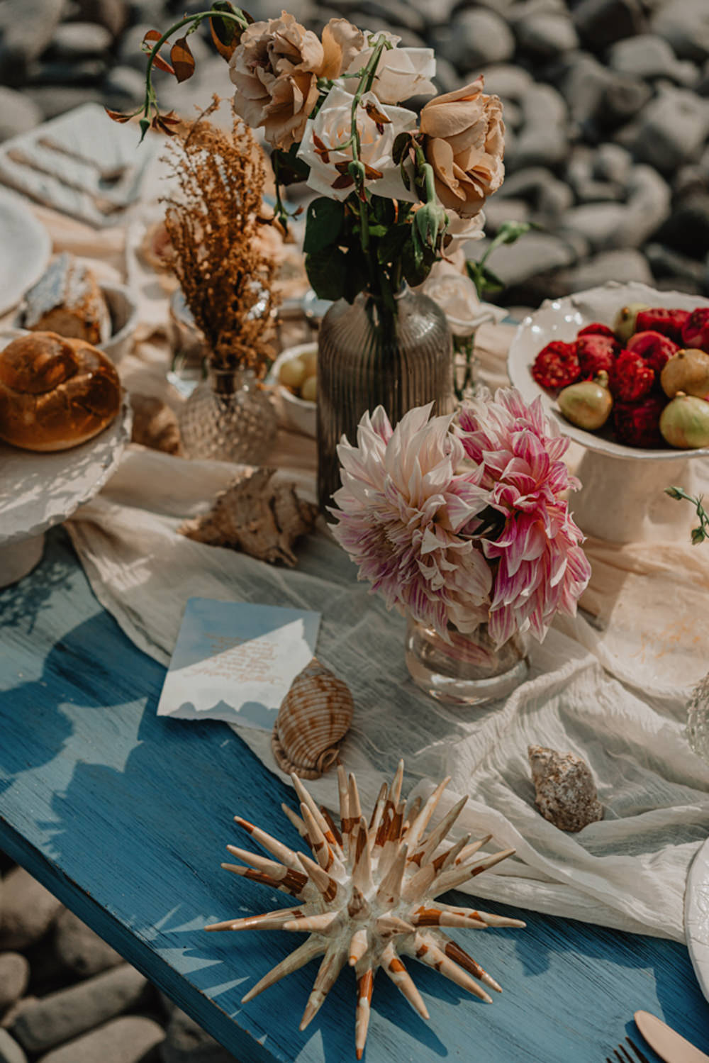 Beach Wedding Table Decor Flowers Salina Elopement Ideas Gianmarco Amico