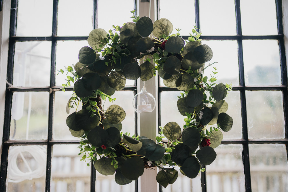Greenery Wreath Springhead Trust Wedding Becky Weir Photography