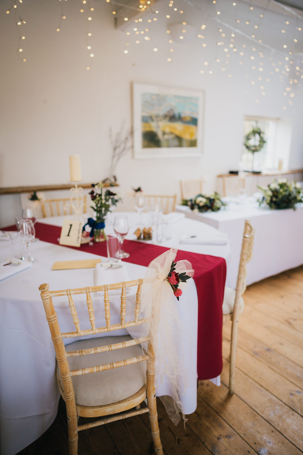 Red Table Runner Round Table Springhead Trust Wedding Becky Weir Photography