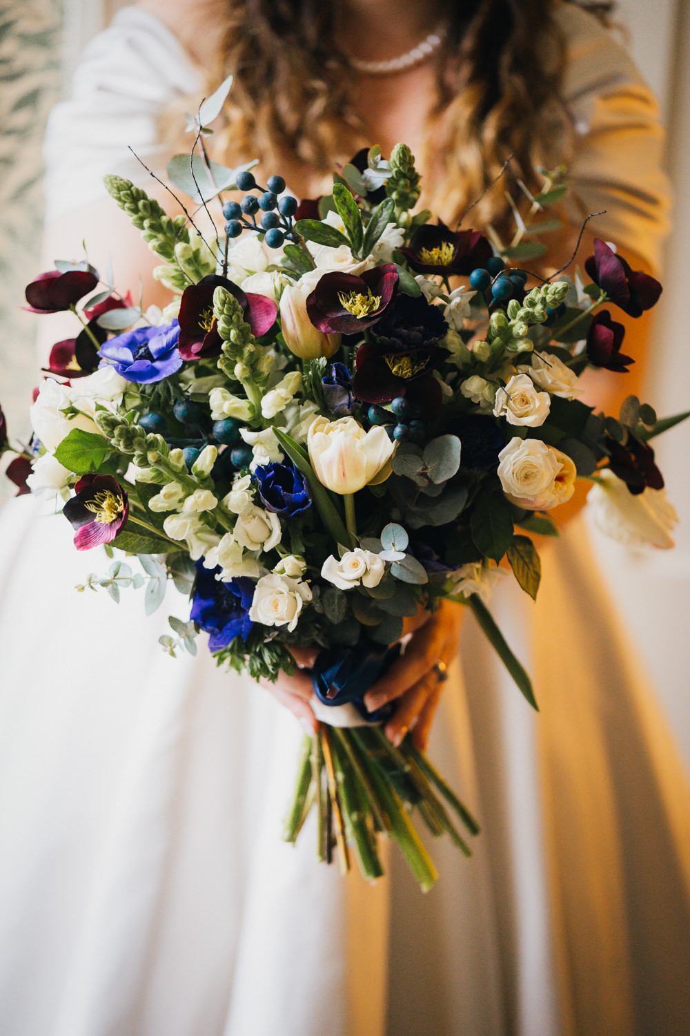 Bouquet Flowers Bride Bridal Hellabore Tulip Spring Springhead Trust Wedding Becky Weir Photography