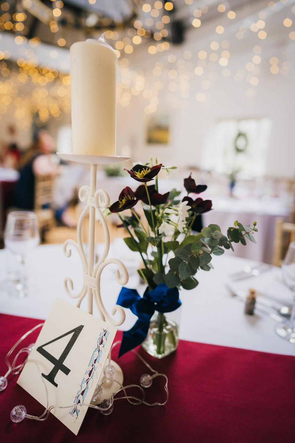 Table Centrepiece Flowers Candle Table Number Springhead Trust Wedding Becky Weir Photography