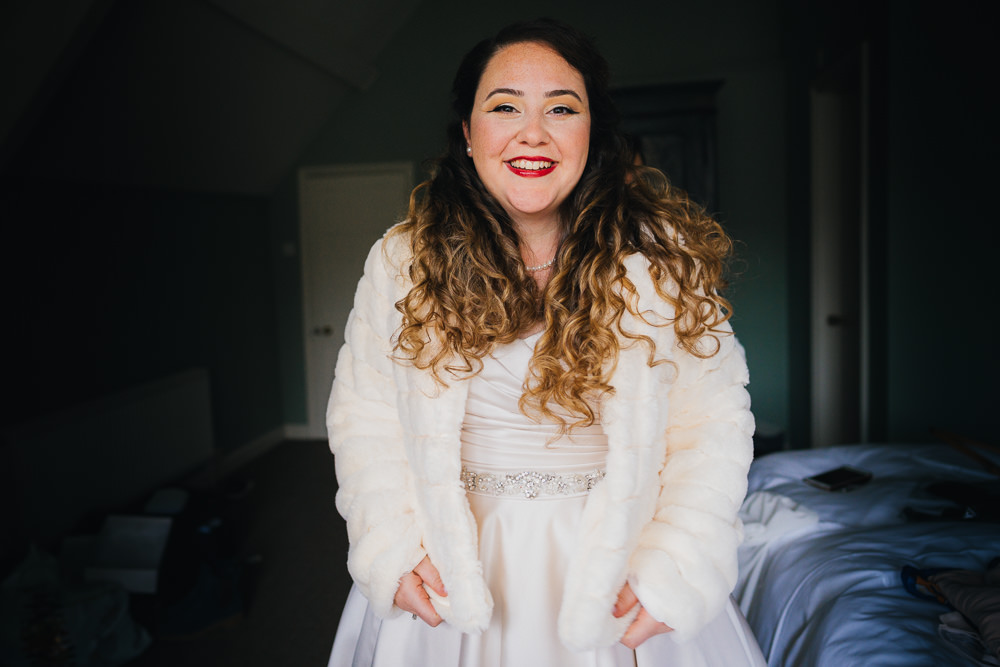 Bride Fur Jacket Springhead Trust Wedding Becky Weir Photography