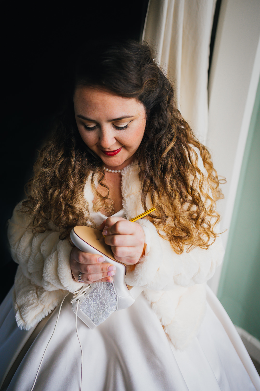 Bride Shoes Message Springhead Trust Wedding Becky Weir Photography