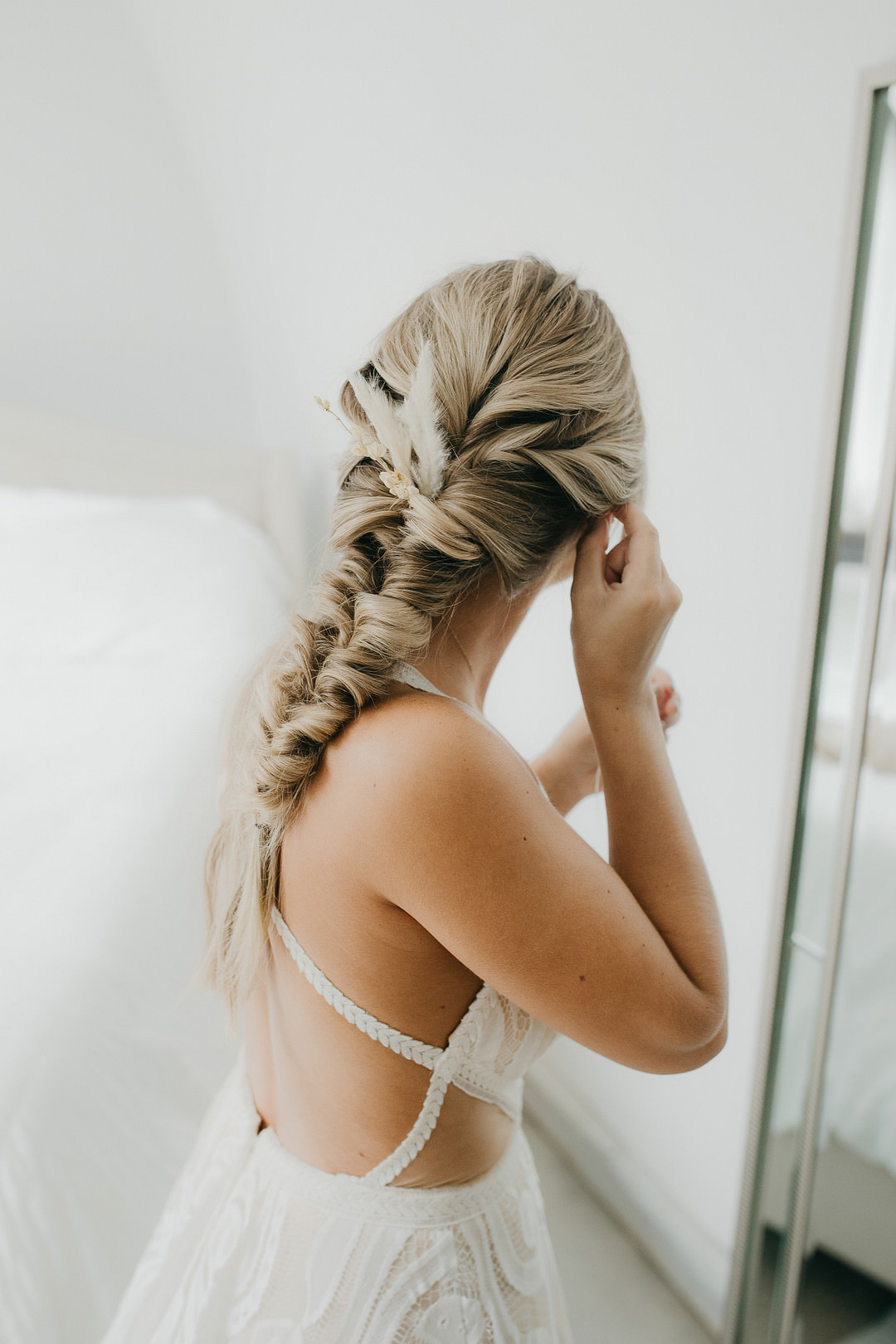 Bride Bridal Hairstyle Plait Braid Fishtail Tennessee Lake Wedding Eastlyn & Joshua