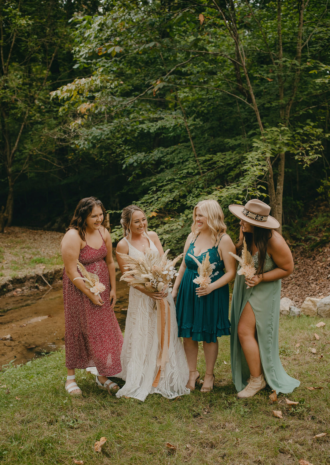 Mismatched Bridesmaid Dresses Tennessee Lake Wedding Eastlyn & Joshua