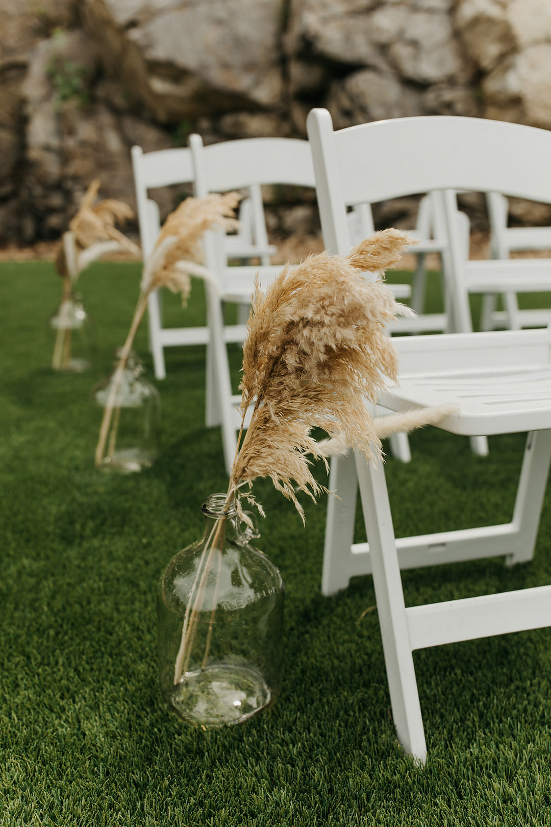 Ceremony Aisle Pampas Grass Tennessee Lake Wedding Eastlyn & Joshua
