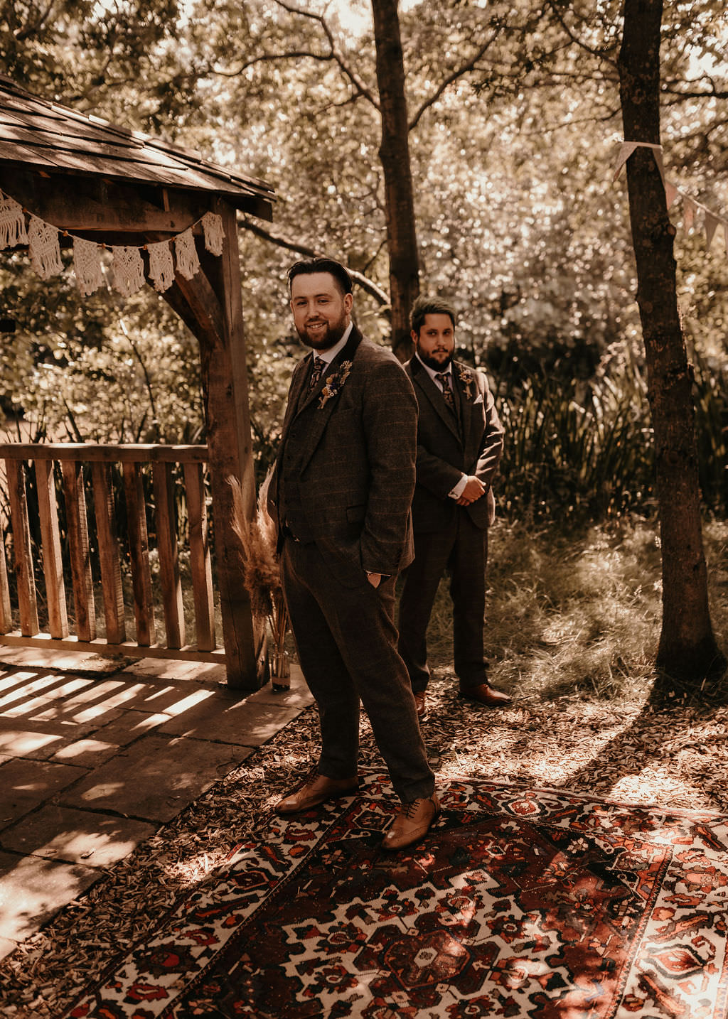 Groom Brown Tweed Suit West Midlands Barn Wedding Photos By Hash