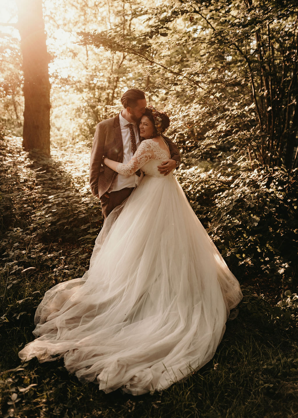 Dress Gown Bride Bridal Lace Long Sleeves Tulle Skirt West Midlands Barn Wedding Photos By Hash