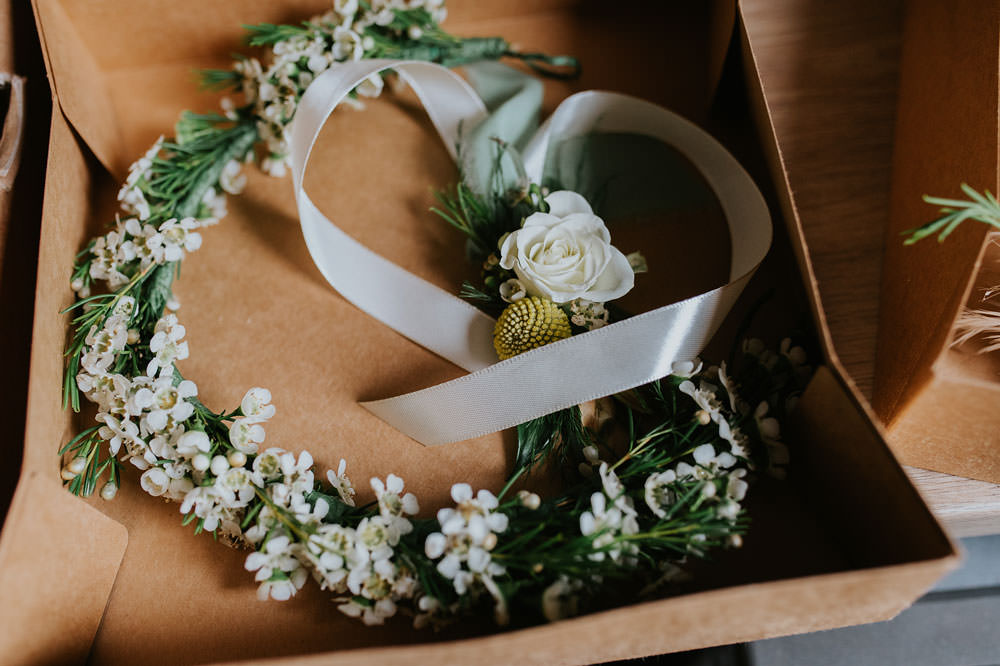 White Flower Crown Yellow Orange Wedding Bohemian Rose Photography