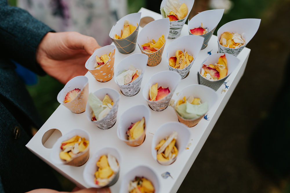 Confetti Cones Yellow Orange Wedding Bohemian Rose Photography