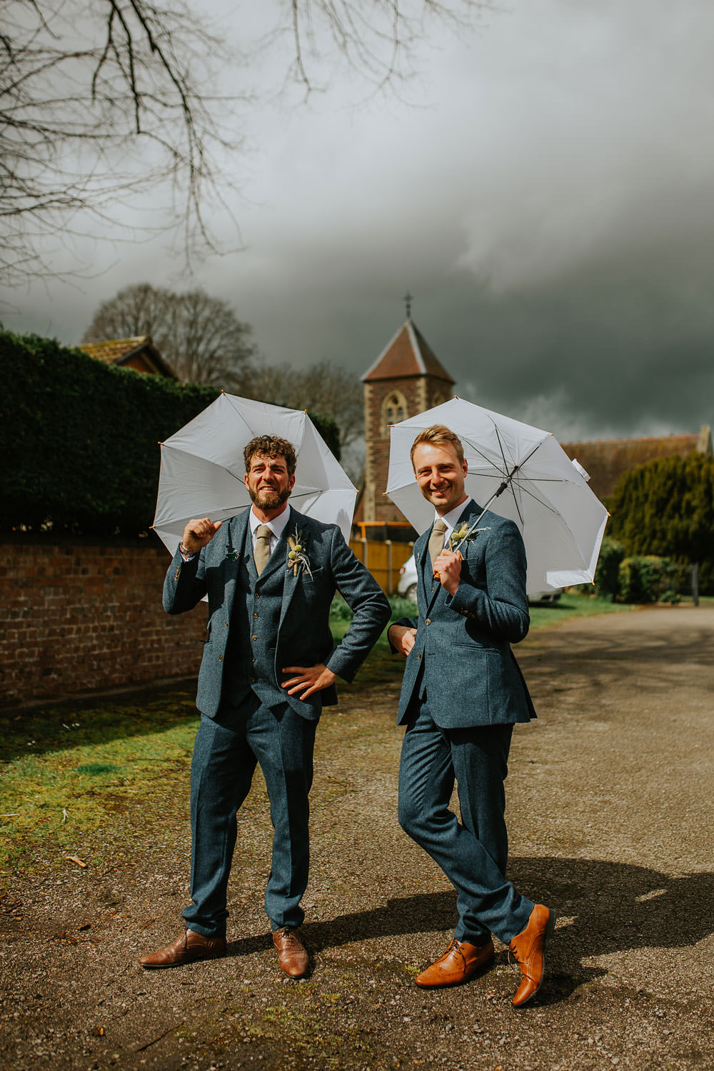 Groom Blue Suits Gold Tie Groomsmen Yellow Orange Wedding Bohemian Rose Photography