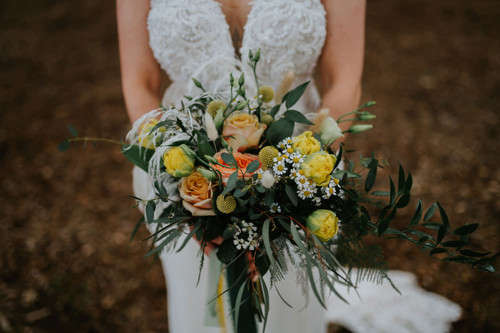Bouquet Flowers Bride Bridal Daisy Rose Yellow Orange Wedding Bohemian Rose Photography
