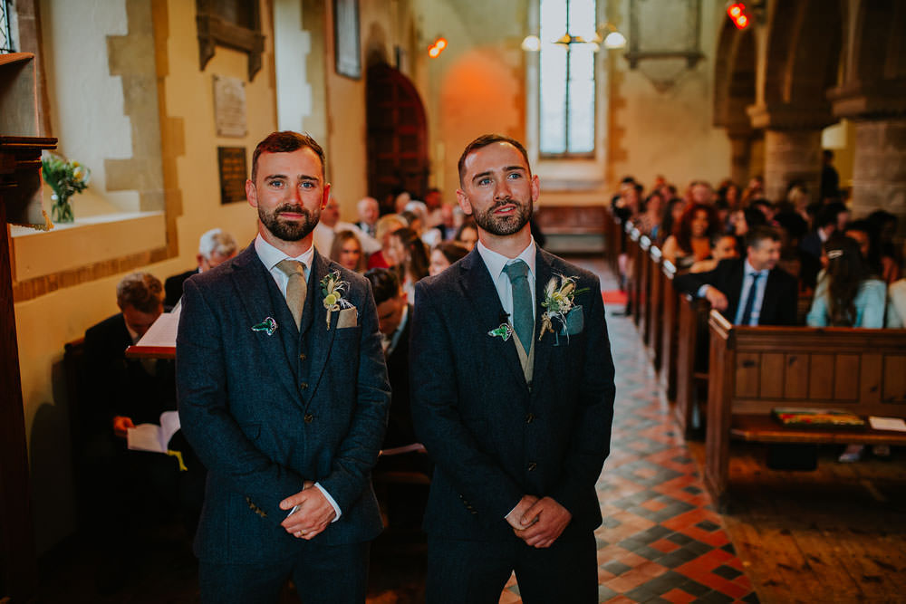 Groom Blue Suits Gold Tie Groomsmen Yellow Orange Wedding Bohemian Rose Photography