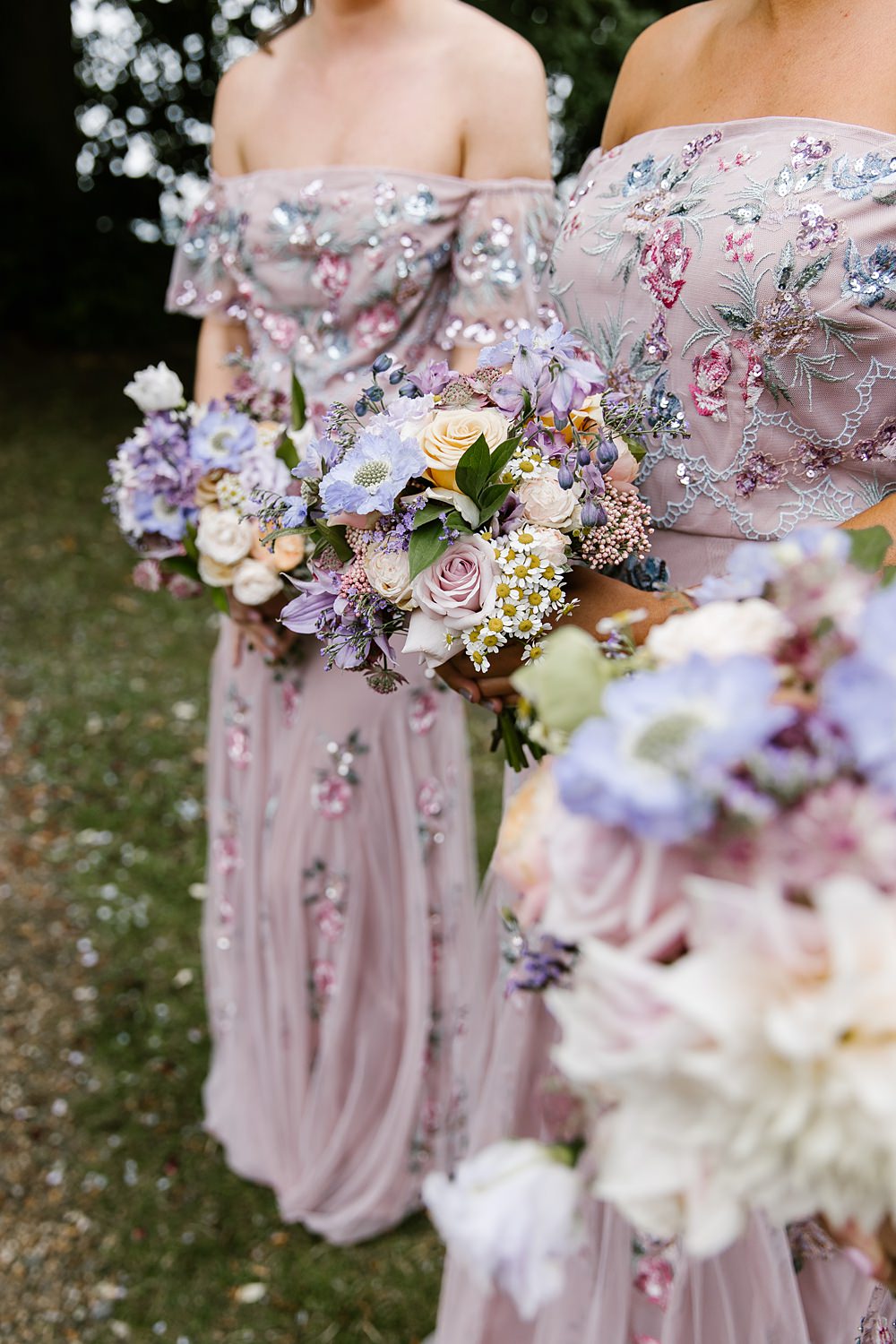 Bridal Bouquet Flowers Lilac Scabiosa Peach Rose Dahlia Daisy Bridesmaid Barnston Lodge Wedding Katherine Ashdown Photography