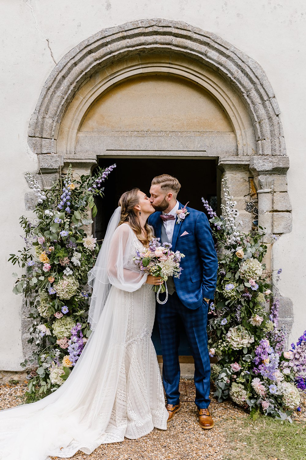 Barnston Lodge Wedding Katherine Ashdown Photography Church Door Flower Backdrop Installation