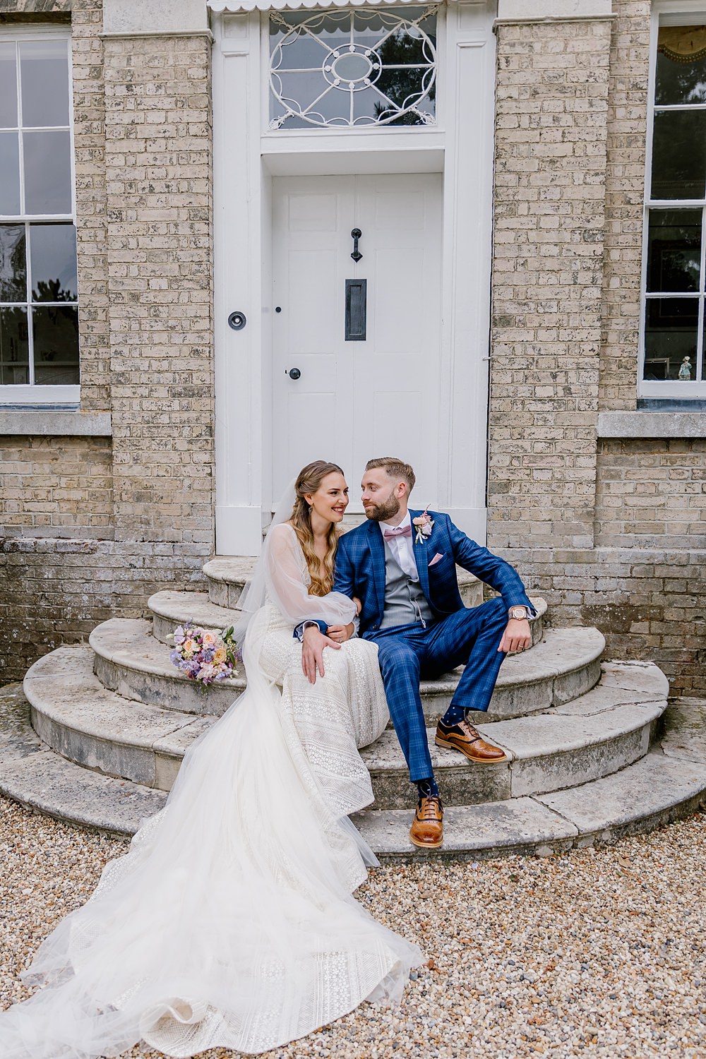 Dress Gown Bride Bridal Tulle Sleeves Wona Concept Plunge Train Barnston Lodge Wedding Katherine Ashdown Photography
