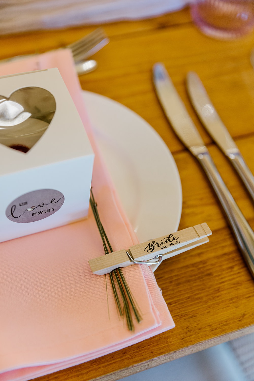 Wooden Peg Place Name Barnston Lodge Wedding Katherine Ashdown Photography