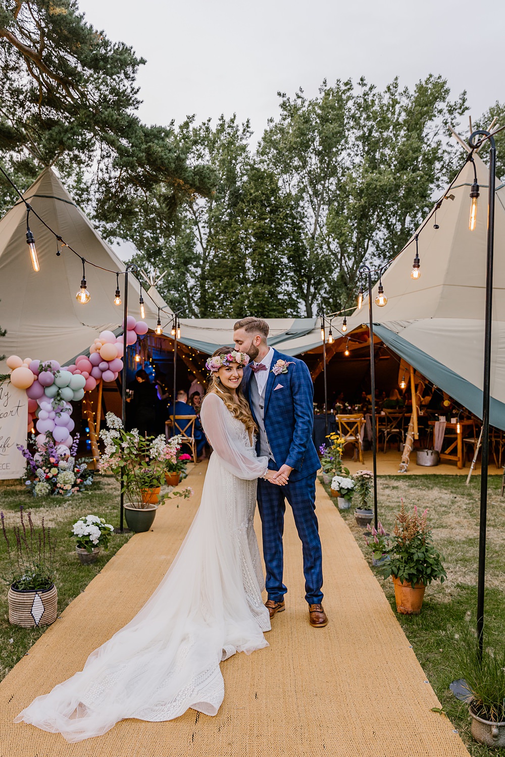Barnston Lodge Wedding Katherine Ashdown Photography Tipi Reception Festoon Lights