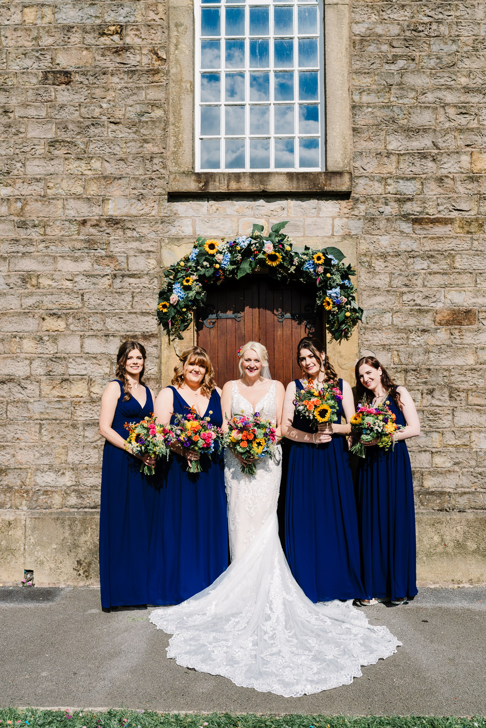 Navy Bridesmaid Dresses Bashall Barn Wedding Rachel Kenyon Photography