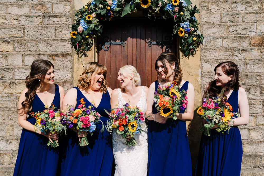 Navy Bridesmaid Dresses Bashall Barn Wedding Rachel Kenyon Photography