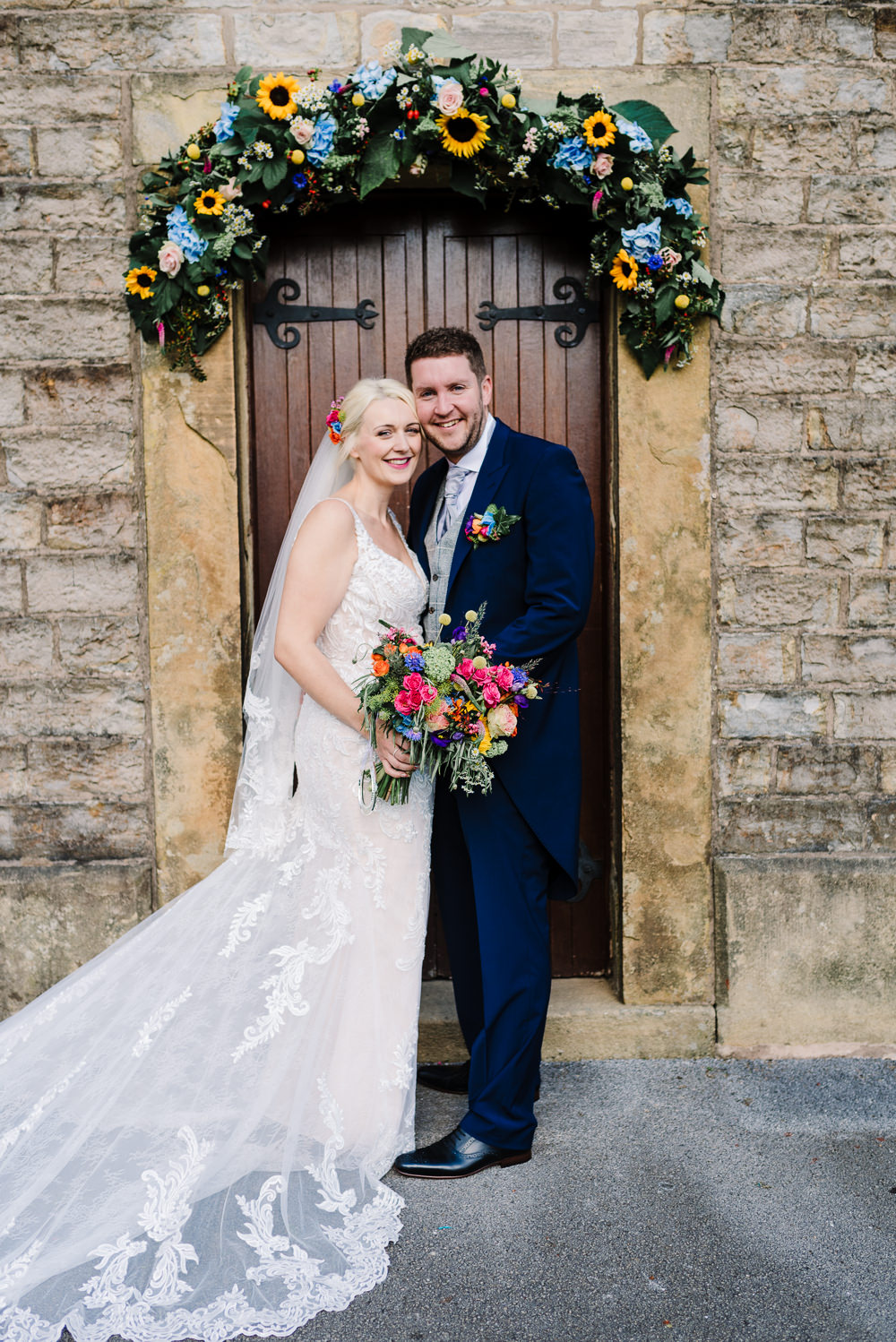 Dress Gown Bride Bridal Lace Veil Bashall Barn Wedding Rachel Kenyon Photography
