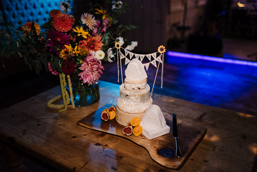 Fruit Cheese Wedding Cake Flowers Tower Bashall Barn Wedding Rachel Kenyon Photography