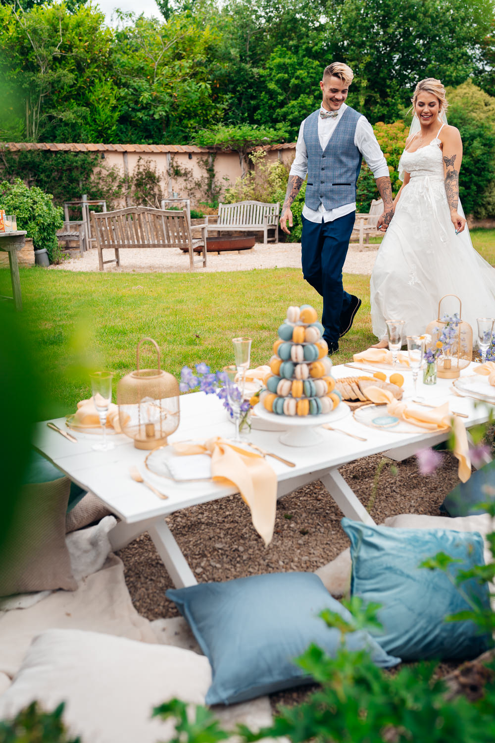 Picnic Feast Food Grazing Platter Sharing Plates Blue Yellow Wedding Ideas EmilyCollettPhotography