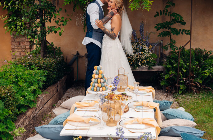Blue Yellow Wedding Ideas EmilyCollettPhotography Picnic Feast Food Grazing Platter Sharing Plates