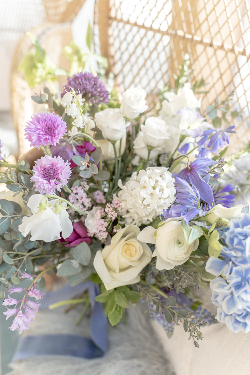 Bouquet Flowers Bride Bridal Pink White Blue Rose Hydrangea Hyacinth Boho Fairytale Wedding With Love Rose Photography