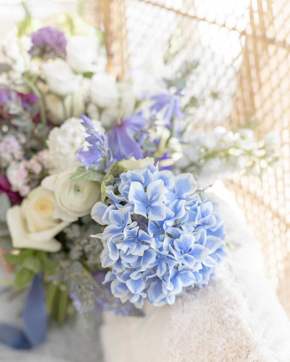 Bouquet Flowers Bride Bridal Pink White Blue Rose Hydrangea Hyacinth Boho Fairytale Wedding With Love Rose Photography