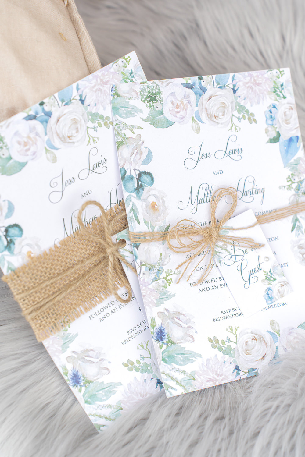 Stationery Invite Blue Flower Twine Boho Fairytale Wedding With Love Rose Photography