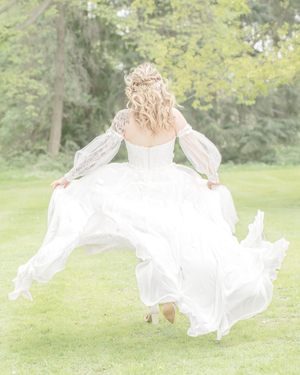 Dress Gown Bride Bridal Tulle Detachable Sleeves Boho Fairytale Wedding With Love Rose Photography
