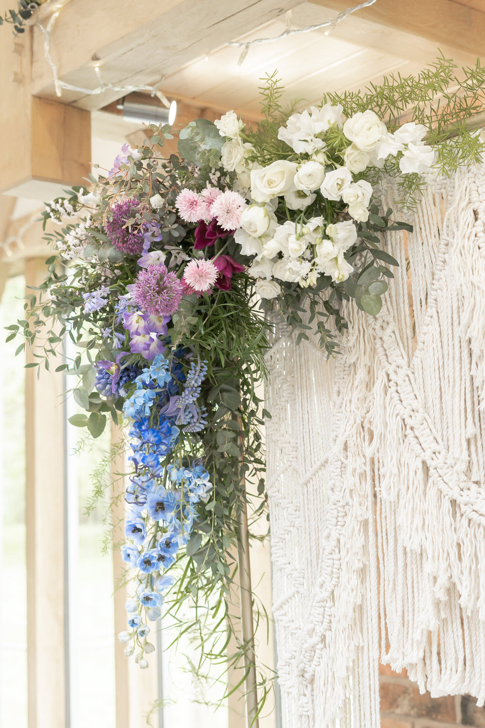 Macrame Backdrop Flowers Blue White Pink Allium Boho Fairytale Wedding With Love Rose Photography