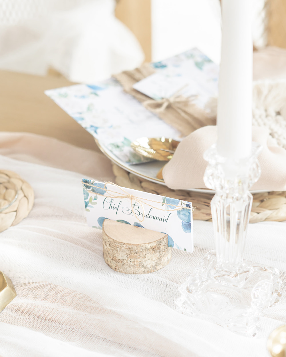 Place Card Name Log Slice Boho Fairytale Wedding With Love Rose Photography