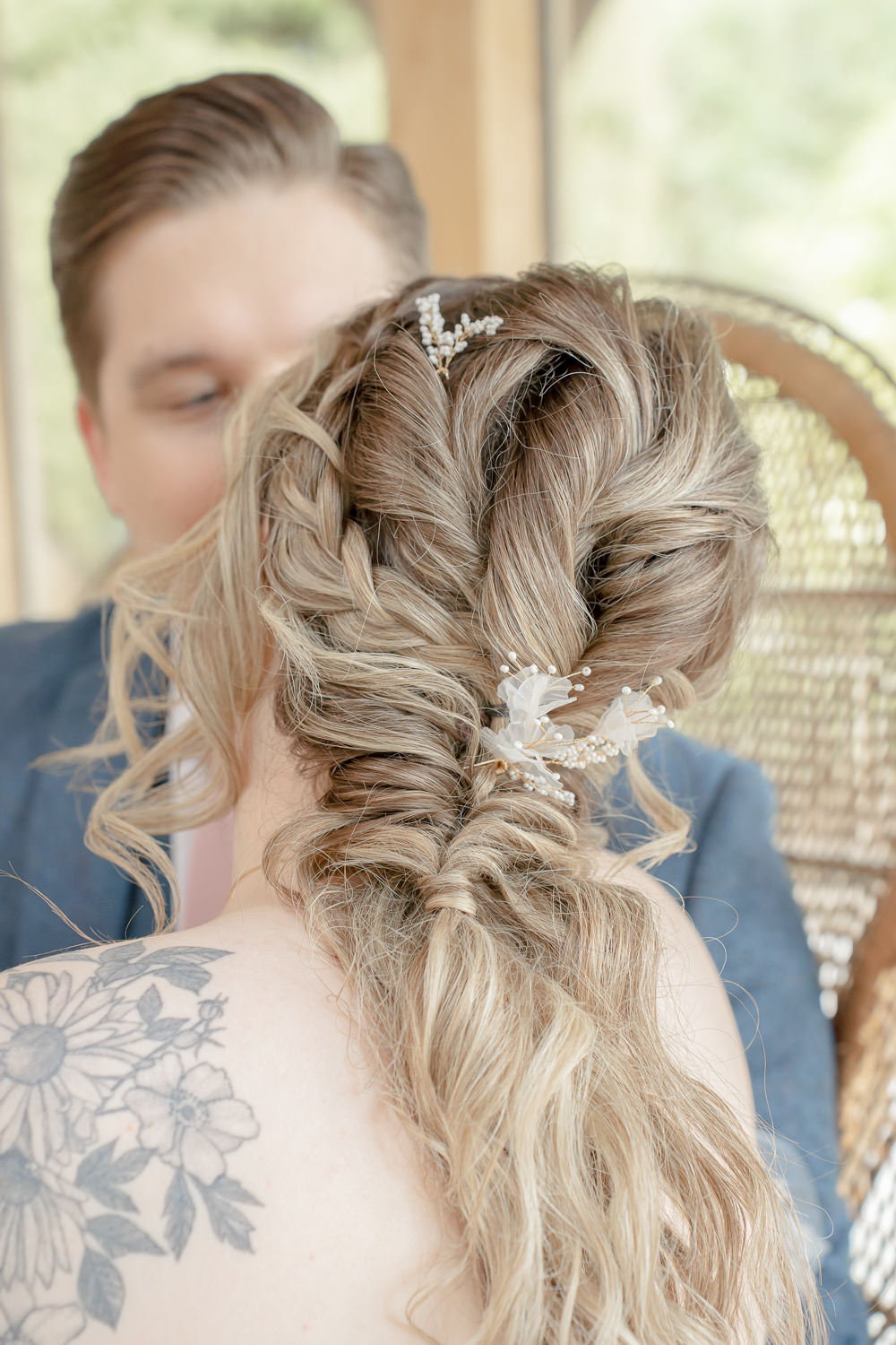 Bride Bridal Hairstyle Plait Braid Pin Accessory Boho Fairytale Wedding With Love Rose Photography