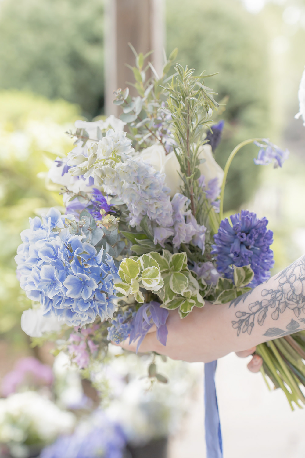 Bouquet Flowers Bride Bridal Pink White Blue Rose Hydrangea Hyacinth Boho Fairytale Wedding With Love Rose Photography