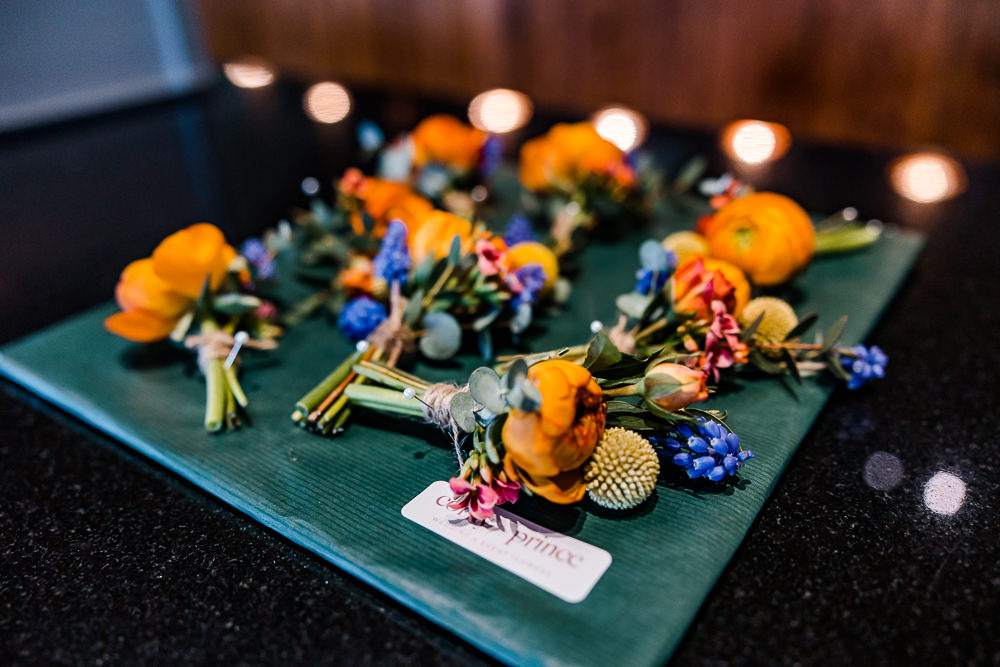 Floral Buttonholes Spring Colourful Wildflower Wedding Eve Dunlop Photography
