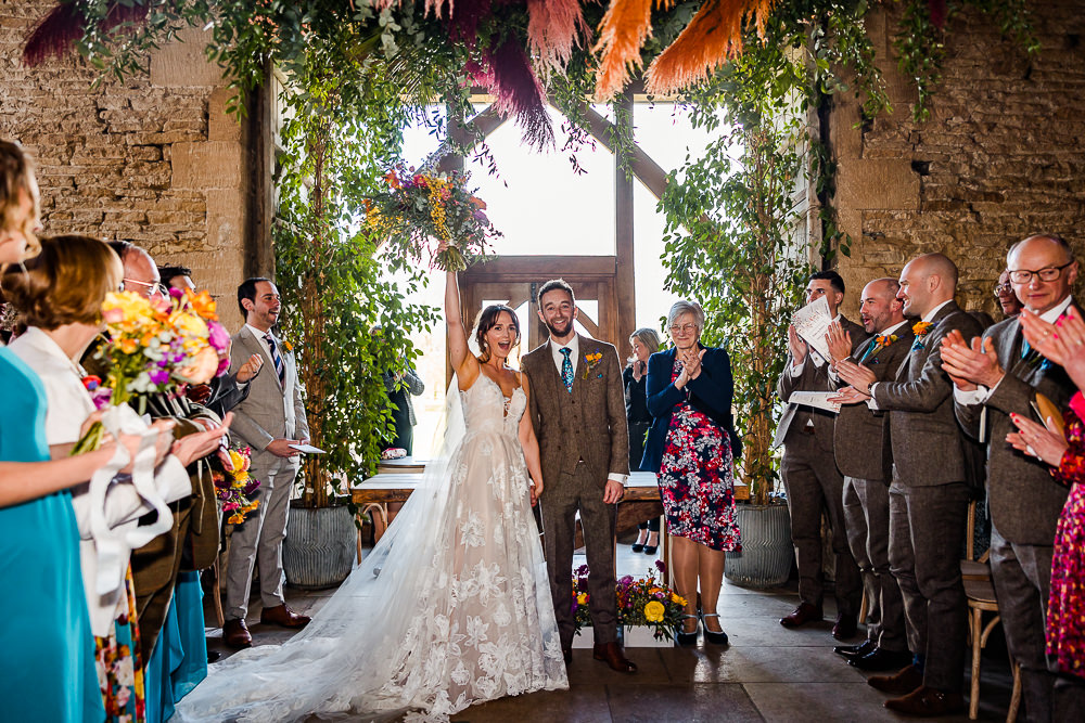 Greenery Ceremony Backdrop Trees Colourful Wildflower Wedding Eve Dunlop Photography