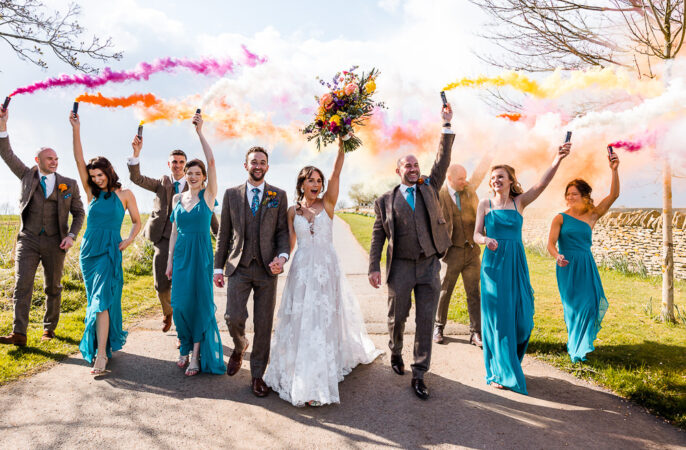 Smoke Flares Colourful Wildflower Wedding Eve Dunlop Photography