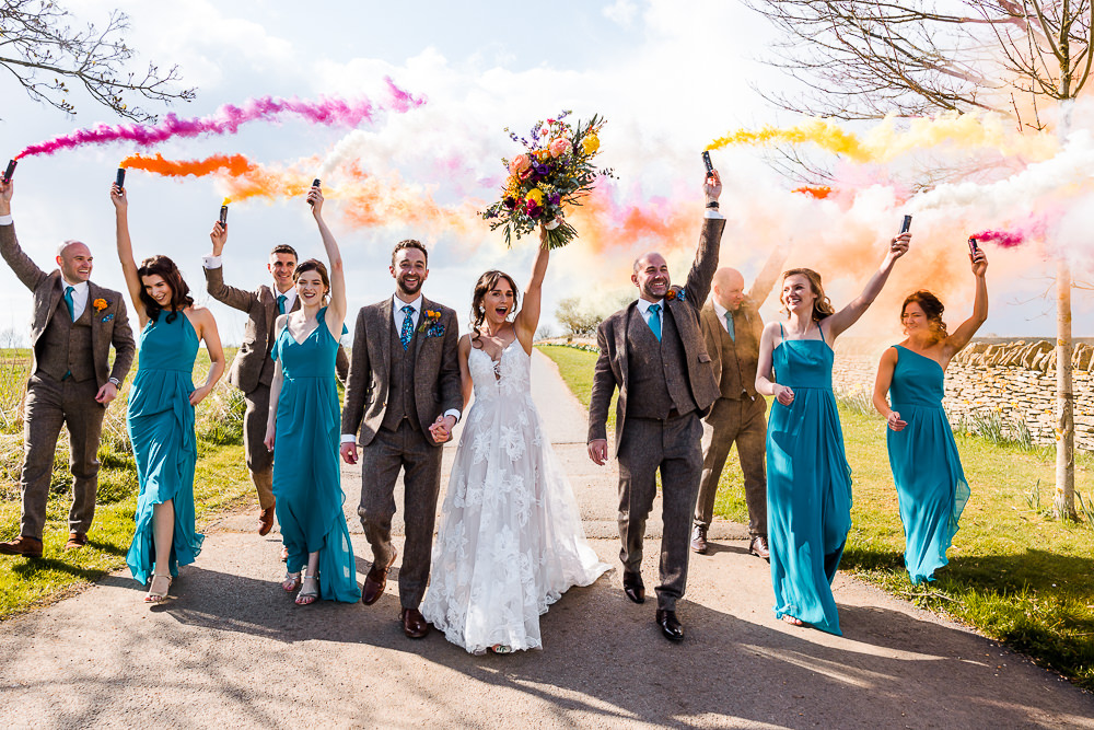 Smoke Flares Colourful Wildflower Wedding Eve Dunlop Photography