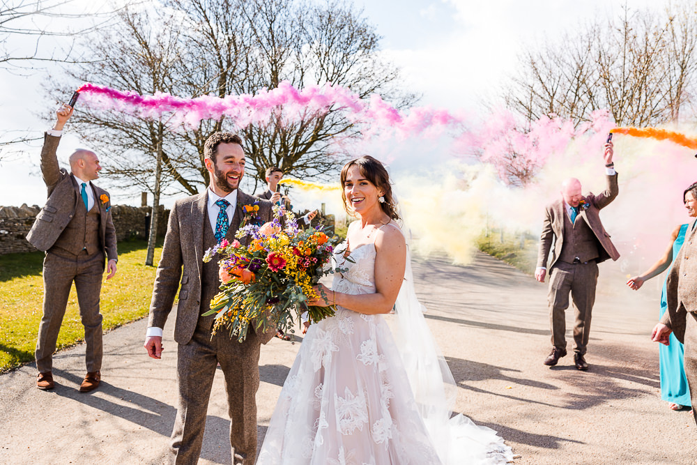 Smoke Flares Colourful Wildflower Wedding Eve Dunlop Photography