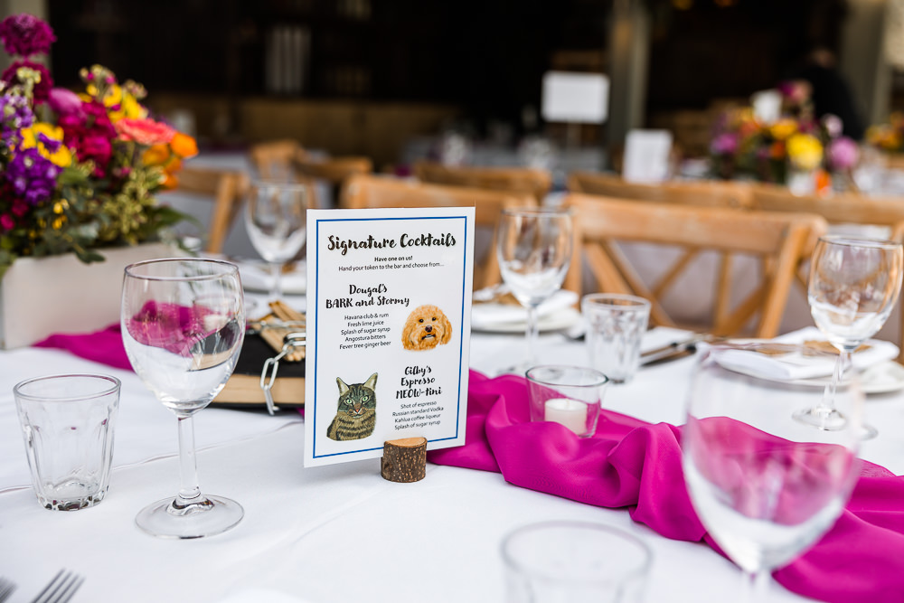 Cocktails Pets Sign Colourful Wildflower Wedding Eve Dunlop Photography