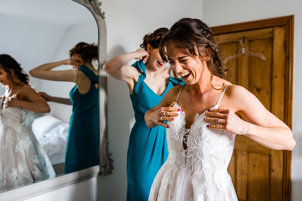 Dress Gown Bride Bridal Floral Lace Straps Madi Lane Bridal Colourful Wildflower Wedding Eve Dunlop Photography