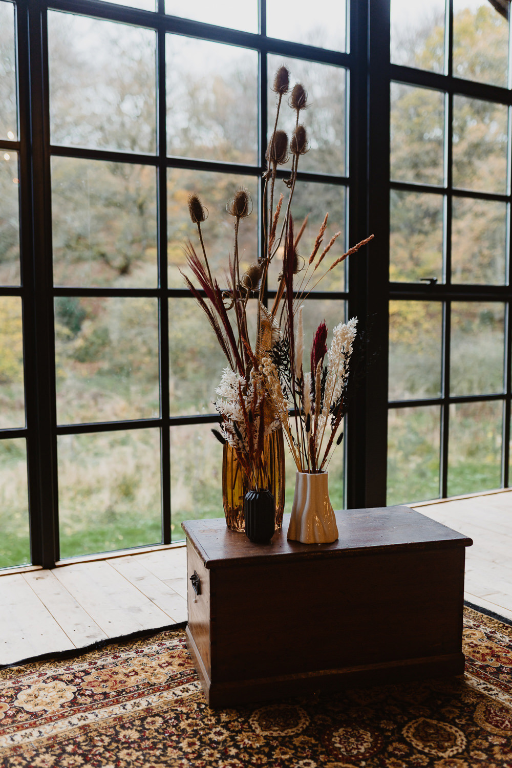 Dried Flowers Bottles Decor Cumbria Barn Wedding Maytree Photography