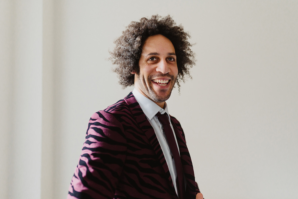 Groom Burgundy Red Suit Cumbria Barn Wedding Maytree Photography
