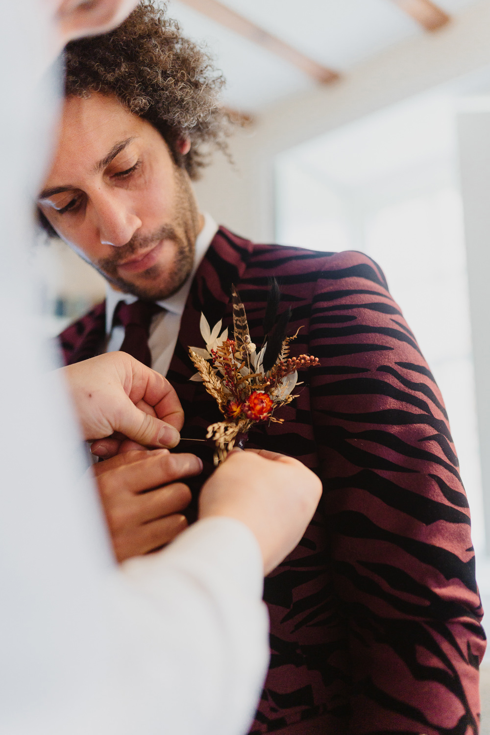 Dried Buttonhole Flowers Groom Cumbria Barn Wedding Maytree Photography