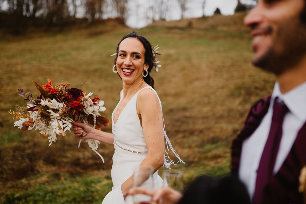 Bride Bridal Dress Gown Straps Modeca Cumbria Barn Wedding Maytree Photography