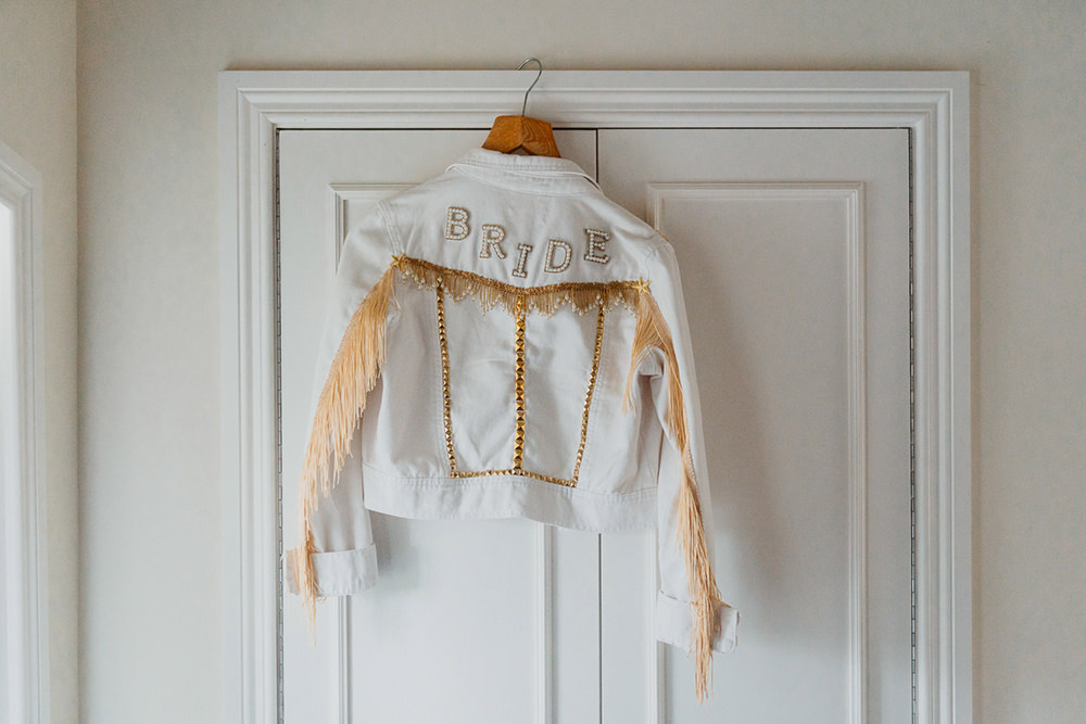 Bride Tassel Jacket Cumbria Barn Wedding Maytree Photography