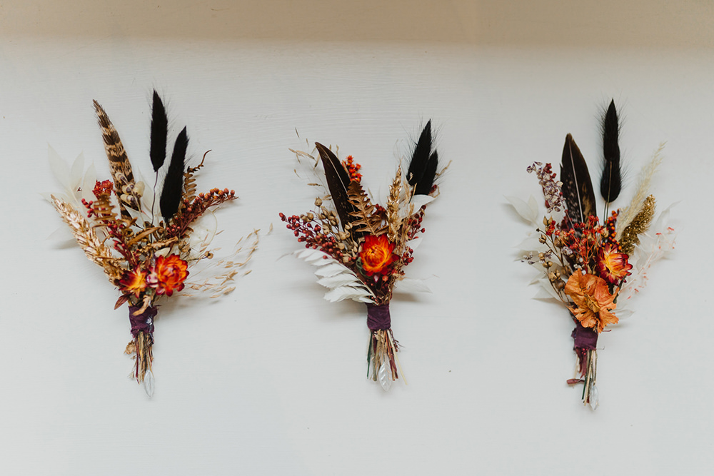 Dried Buttonhole Flowers Groom Cumbria Barn Wedding Maytree Photography